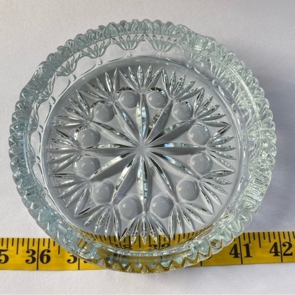 💙💛7 inch MCM GLASS ASHTRAY CONTAINER JEWELRY DISH - Picture 9 of 9